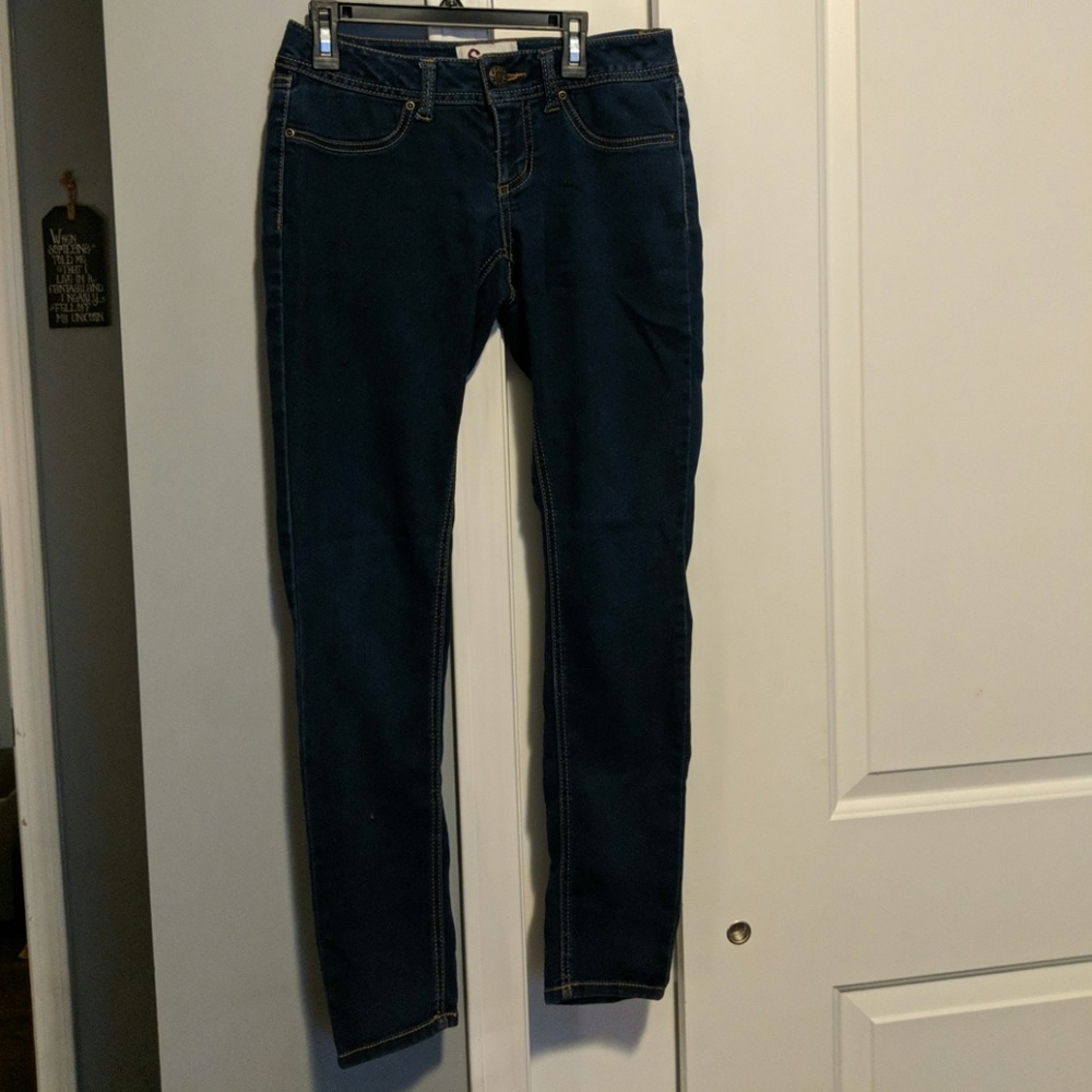 Full length skinny blue jeans